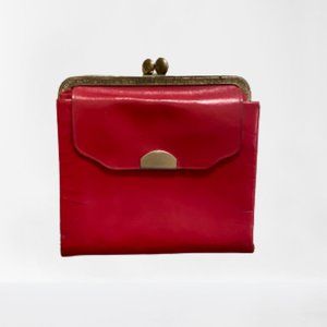 Vintage Red Cowhide Clasp & Snap Wallet